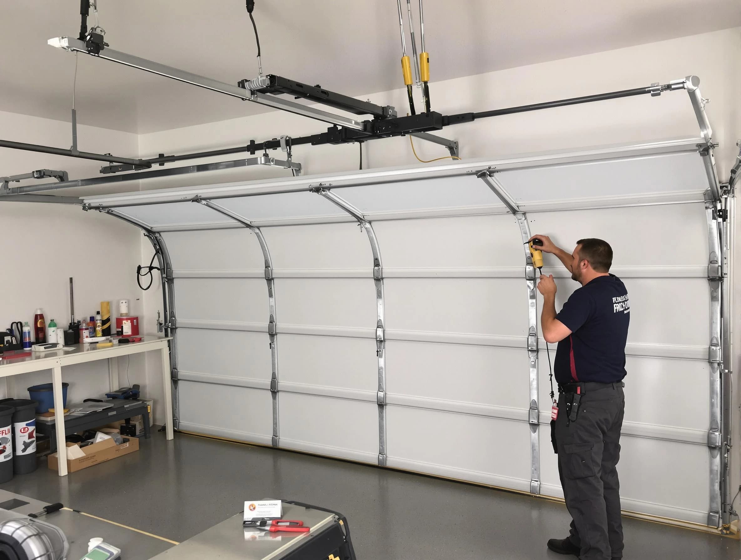 Cherry Creek Garage Door Repair certified technician performing overhead door system repair in Cherry Creek