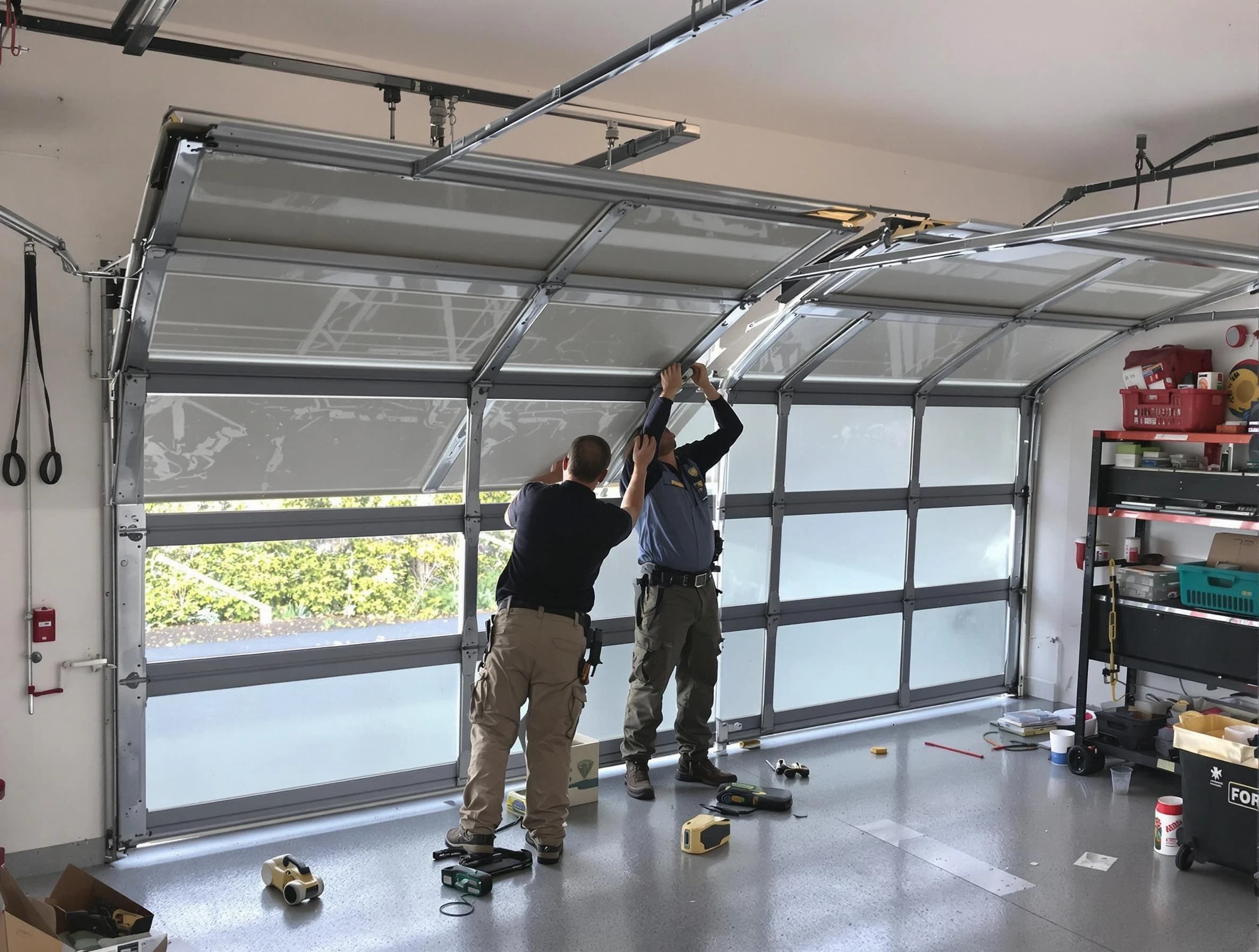 Cherry Creek Garage Door Repair expert performing precise panel replacement on Cherry Creek garage door