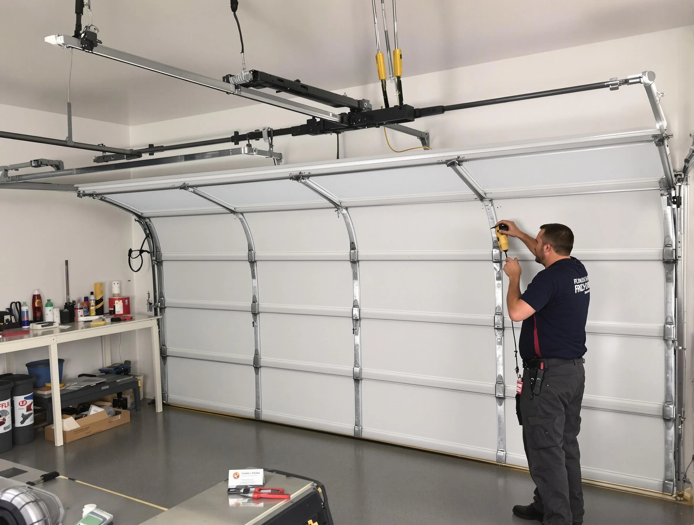 Cherry Creek Garage Door Repair certified technician performing overhead door system repair in Cherry Creek