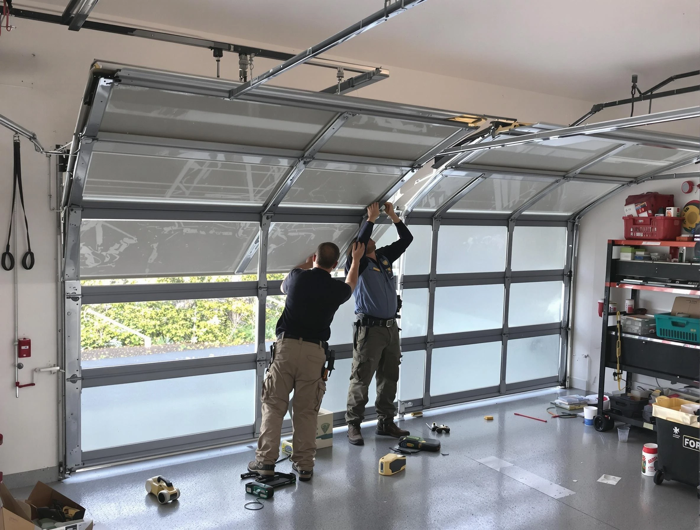 Cherry Creek Garage Door Repair expert performing precise panel replacement on Cherry Creek garage door
